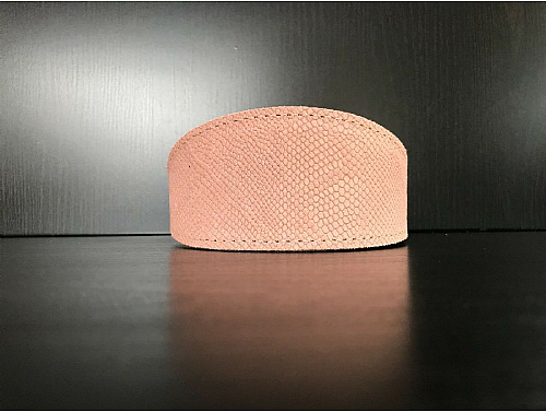 Lined Powder Pink Snake Skin - Greyhound Leather Collar - Size L